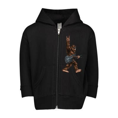 Bigfoot Playing A Dragon Guitar Rock On Sasquatch Big Foot Toddler Zip Fleece Hoodie