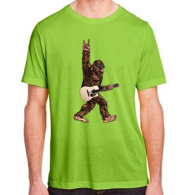 Bigfoot Playing Acoustic Guitar Rock On Sasquatch Big Foot Adult ChromaSoft Performance T-Shirt