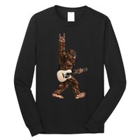 Bigfoot Playing Acoustic Guitar Rock On Sasquatch Big Foot Long Sleeve Shirt