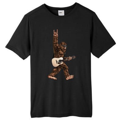 Bigfoot Playing Acoustic Guitar Rock On Sasquatch Big Foot Tall Fusion ChromaSoft Performance T-Shirt