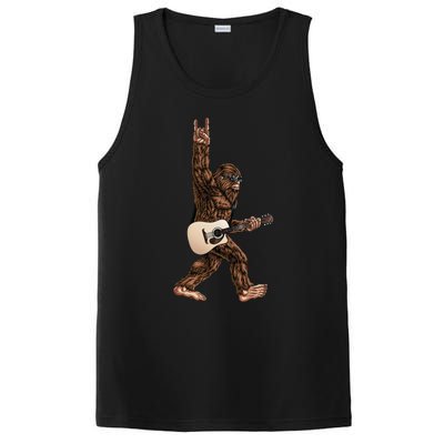 Bigfoot Playing Acoustic Guitar Rock On Sasquatch Big Foot PosiCharge Competitor Tank