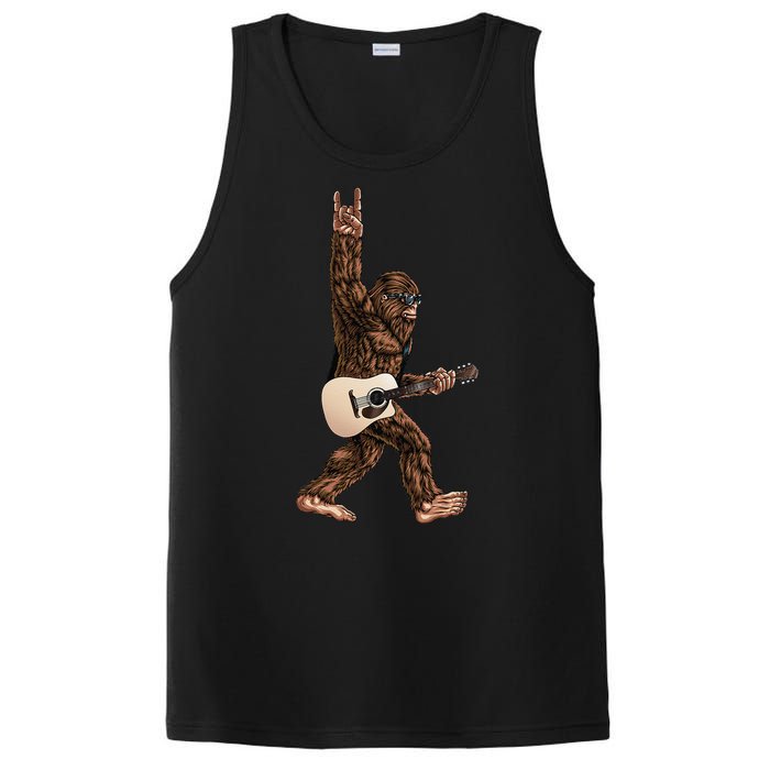 Bigfoot Playing Acoustic Guitar Rock On Sasquatch Big Foot PosiCharge Competitor Tank