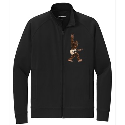 Bigfoot Playing Acoustic Guitar Rock On Sasquatch Big Foot Stretch Full-Zip Cadet Jacket