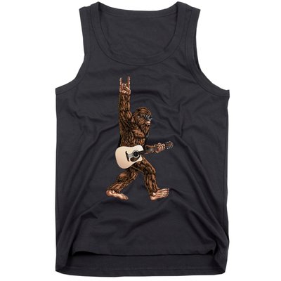 Bigfoot Playing Acoustic Guitar Rock On Sasquatch Big Foot Tank Top