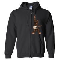 Bigfoot Playing Acoustic Guitar Rock On Sasquatch Big Foot Full Zip Hoodie