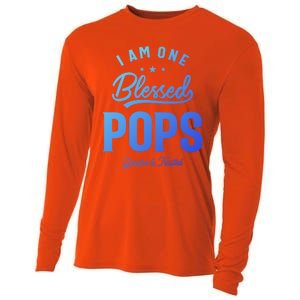 Blessed Pops A Dad Grandpas Pride Dad Grandpa Cool Gift Cooling Performance Long Sleeve Crew