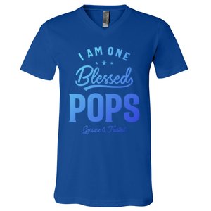 Blessed Pops A Dad Grandpas Pride Dad Grandpa Cool Gift V-Neck T-Shirt