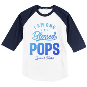 Blessed Pops A Dad Grandpas Pride Dad Grandpa Cool Gift Baseball Sleeve Shirt