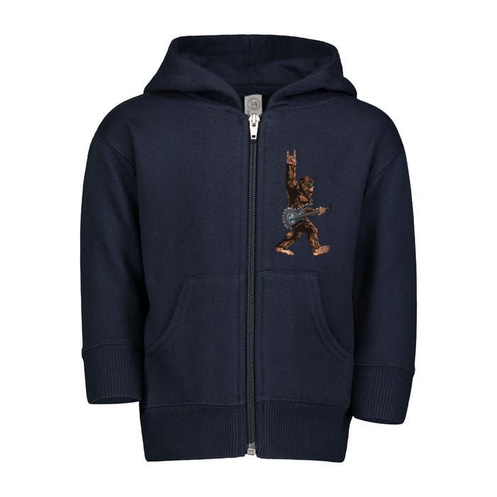 Bigfoot Playing A Dragon Guitar Rock On Sasquatch Big Foot Toddler Zip Fleece Hoodie