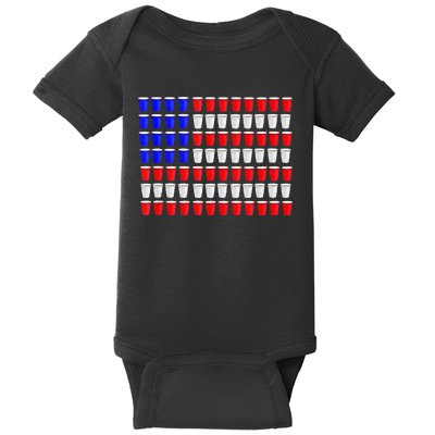 Beer Pong American Flag Red White Blue Usa Baby Bodysuit