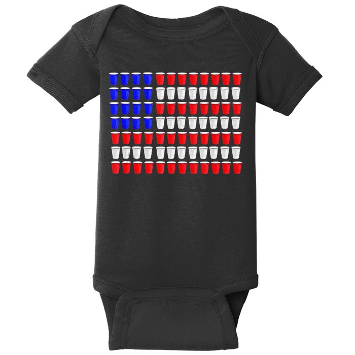 Beer Pong American Flag Red White Blue Usa Baby Bodysuit