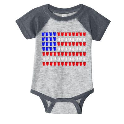 Beer Pong American Flag Red White Blue Usa Infant Baby Jersey Bodysuit