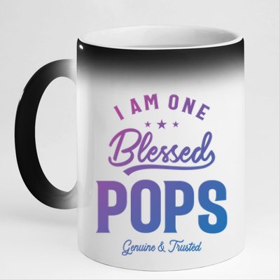 Blessed Pops A Dad Grandpas Pride Dad Grandpa Cool Gift 11oz Black Color Changing Mug