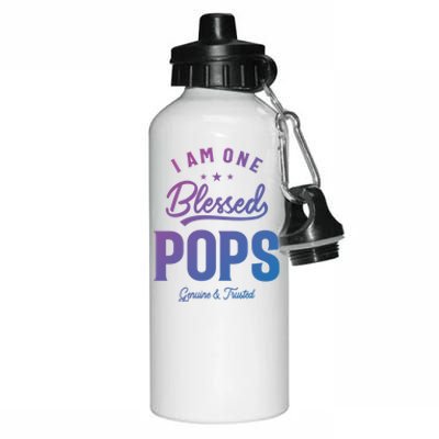 Blessed Pops A Dad Grandpas Pride Dad Grandpa Cool Gift Aluminum Water Bottle