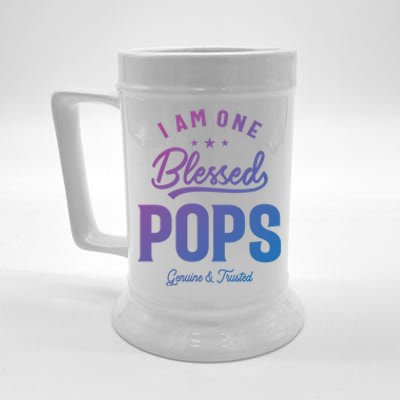 Blessed Pops A Dad Grandpas Pride Dad Grandpa Cool Gift Beer Stein