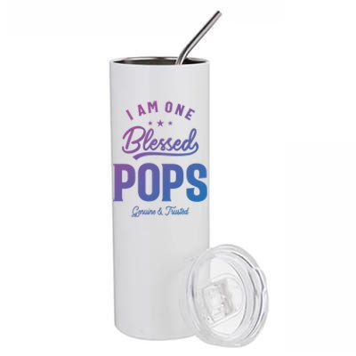 Blessed Pops A Dad Grandpas Pride Dad Grandpa Cool Gift Stainless Steel Tumbler