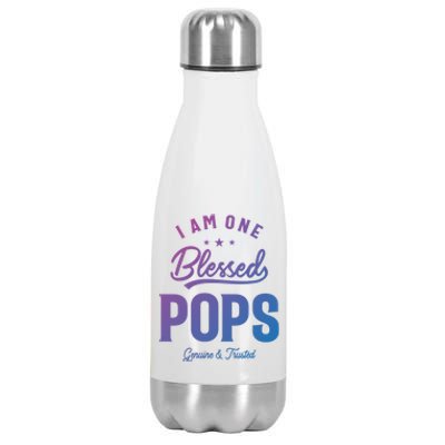 Blessed Pops A Dad Grandpas Pride Dad Grandpa Cool Gift Stainless Steel Insulated Water Bottle