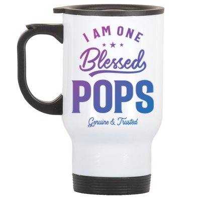 Blessed Pops A Dad Grandpas Pride Dad Grandpa Cool Gift Stainless Steel Travel Mug