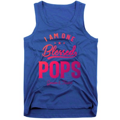 Blessed Pops A Dad Grandpas Pride Dad Grandpa Cool Gift Tank Top