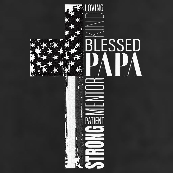 Blessed Papa American Flag Christian Religious Fathers Day 7 Panel Mesh Trucker Snapback Hat