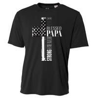 Blessed Papa American Flag Christian Religious Fathers Day Cooling Performance Crew T-Shirt