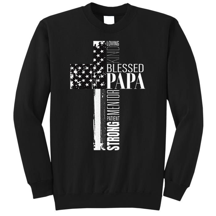 Blessed Papa American Flag Christian Religious Fathers Day Sweatshirt