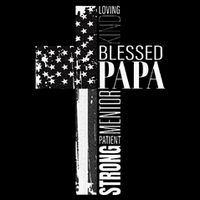 Blessed Papa American Flag Christian Religious Fathers Day Flat Bill Trucker Hat