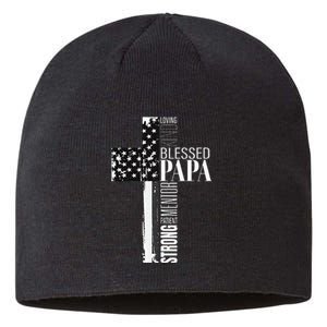 Blessed Papa American Flag Christian Religious Fathers Day Sustainable Beanie