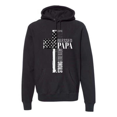 Blessed Papa American Flag Christian Religious Fathers Day Premium Hoodie