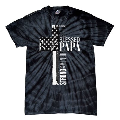 Blessed Papa American Flag Christian Religious Fathers Day Tie-Dye T-Shirt