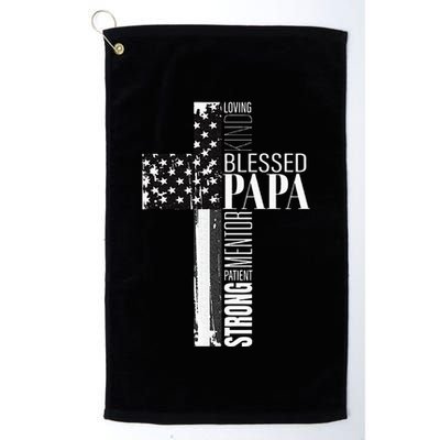 Blessed Papa American Flag Christian Religious Fathers Day Golf Towel