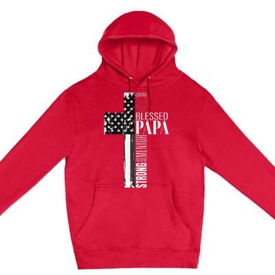 Blessed Papa American Flag Christian Religious Fathers Day Premium Pullover Hoodie