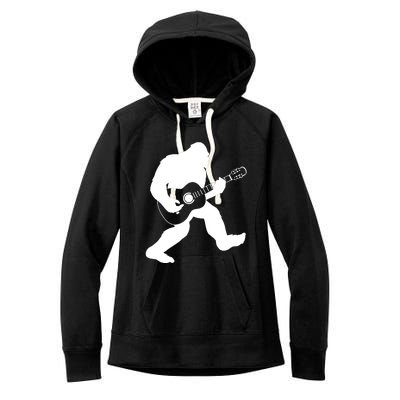 Bigfoot Playing Acoustic Guitar Women's Fleece Hoodie