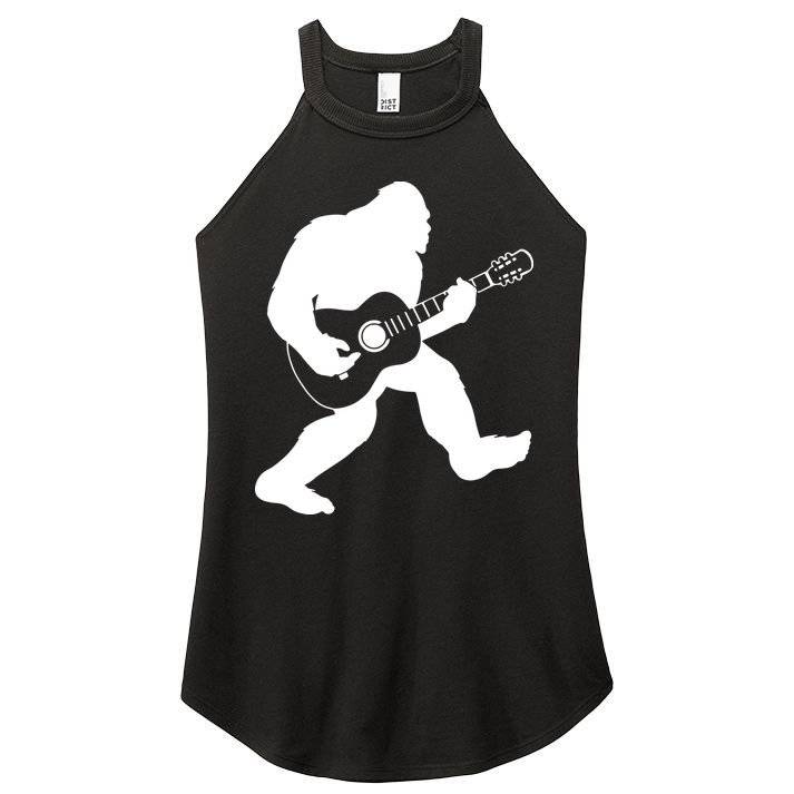 Bigfoot Playing Acoustic Guitar Women's Perfect Tri Rocker Tank