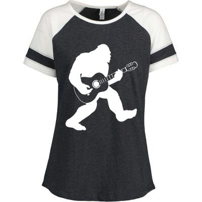 Bigfoot Playing Acoustic Guitar Enza Ladies Jersey Colorblock Tee