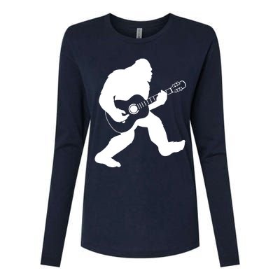 Bigfoot Playing Acoustic Guitar Womens Cotton Relaxed Long Sleeve T-Shirt