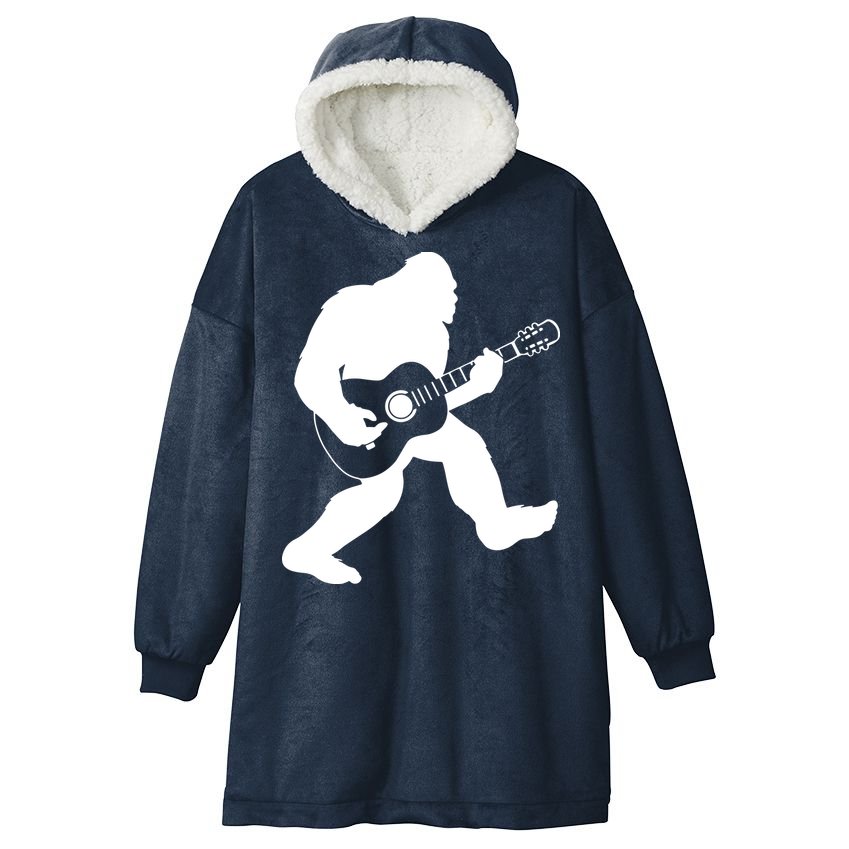 Bigfoot Playing Acoustic Guitar Hooded Wearable Blanket