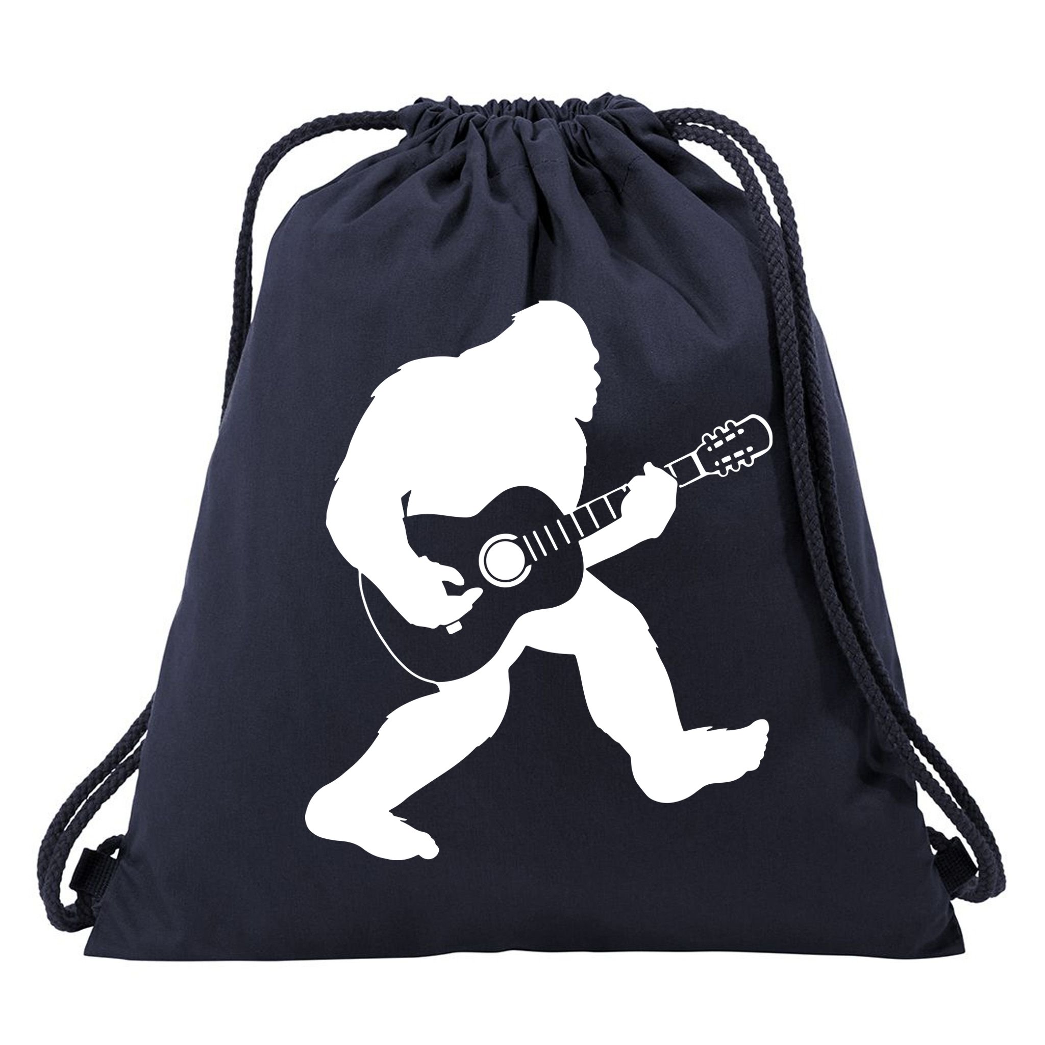 Bigfoot Playing Acoustic Guitar Drawstring Bag