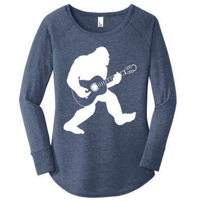 Bigfoot Playing Acoustic Guitar Women's Perfect Tri Tunic Long Sleeve Shirt