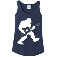 Bigfoot Playing Acoustic Guitar Ladies Essential Tank