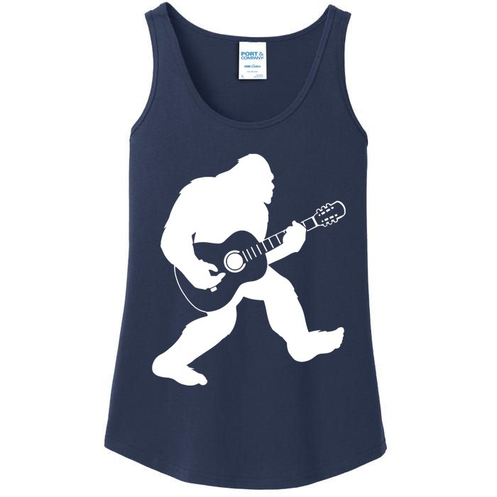 Bigfoot Playing Acoustic Guitar Ladies Essential Tank