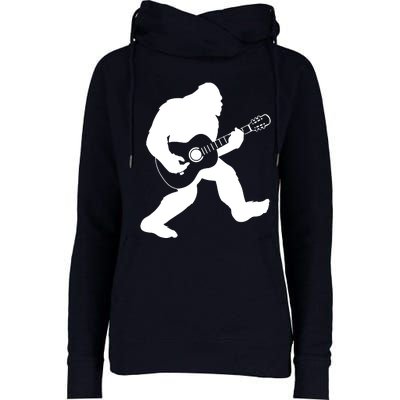 Bigfoot Playing Acoustic Guitar Womens Funnel Neck Pullover Hood