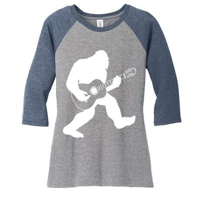 Bigfoot Playing Acoustic Guitar Women's Tri-Blend 3/4-Sleeve Raglan Shirt