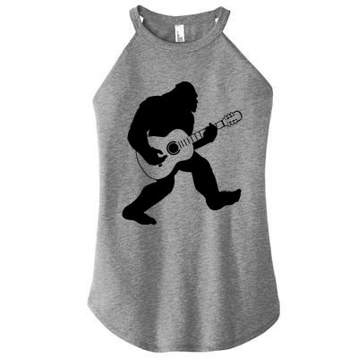 Bigfoot Playing Acoustic Guitar Women's Perfect Tri Rocker Tank