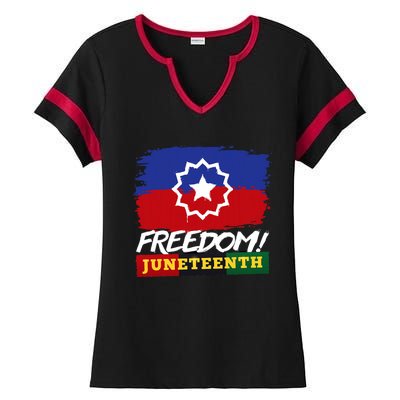 Black Proud African American For Juneteenth Flag Ladies Halftime Notch Neck Tee