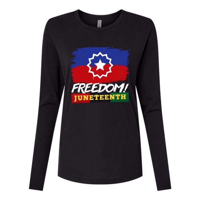 Black Proud African American For Juneteenth Flag Womens Cotton Relaxed Long Sleeve T-Shirt