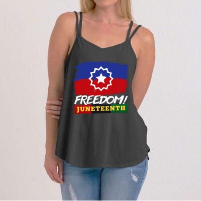 Black Proud African American For Juneteenth Flag Women's Strappy Tank