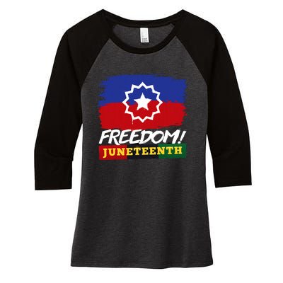 Black Proud African American For Juneteenth Flag Women's Tri-Blend 3/4-Sleeve Raglan Shirt