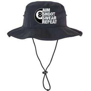 Billiards Player Aim Shoot Swear Repeat 8 Ball Pool Gift Legacy Cool Fit Booney Bucket Hat