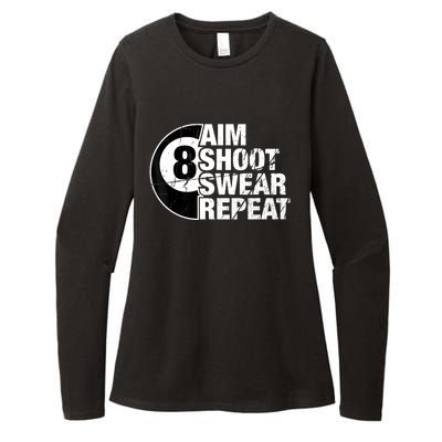 Billiards Player Aim Shoot Swear Repeat 8 Ball Pool Gift Womens CVC Long Sleeve Shirt